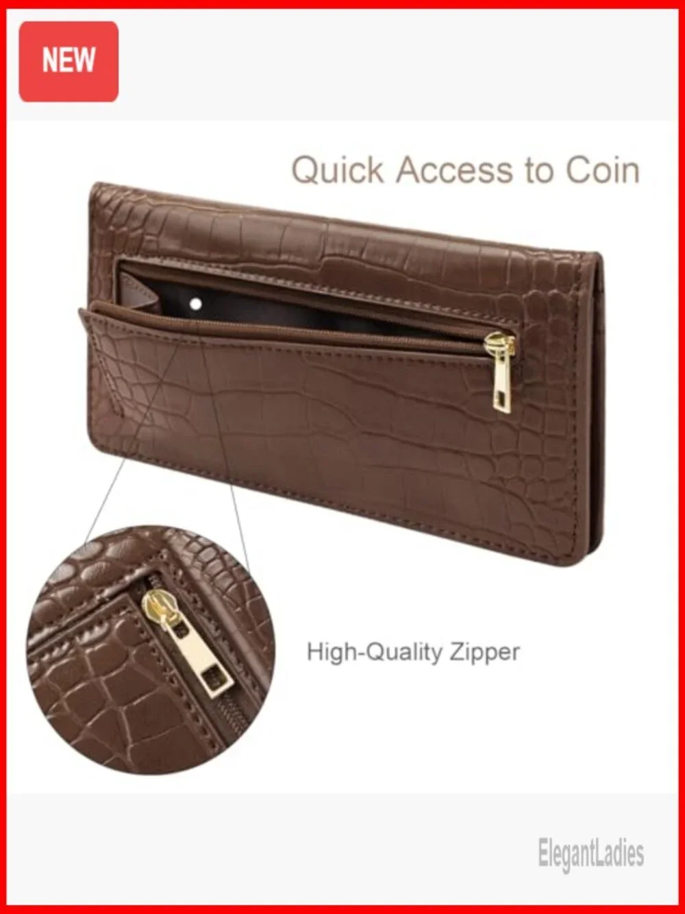 Slim Bifold Wallet RFID Blocking Minimalist Crocodile Embossed Faux Leather